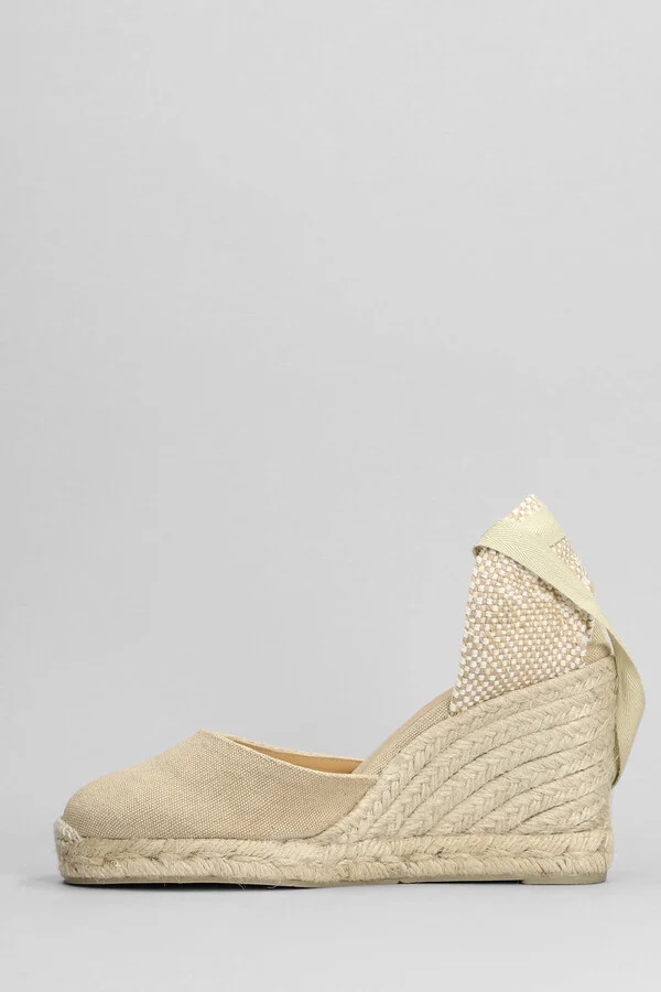 Carina-8-002 Wedges In Beige Canvas - Image 3