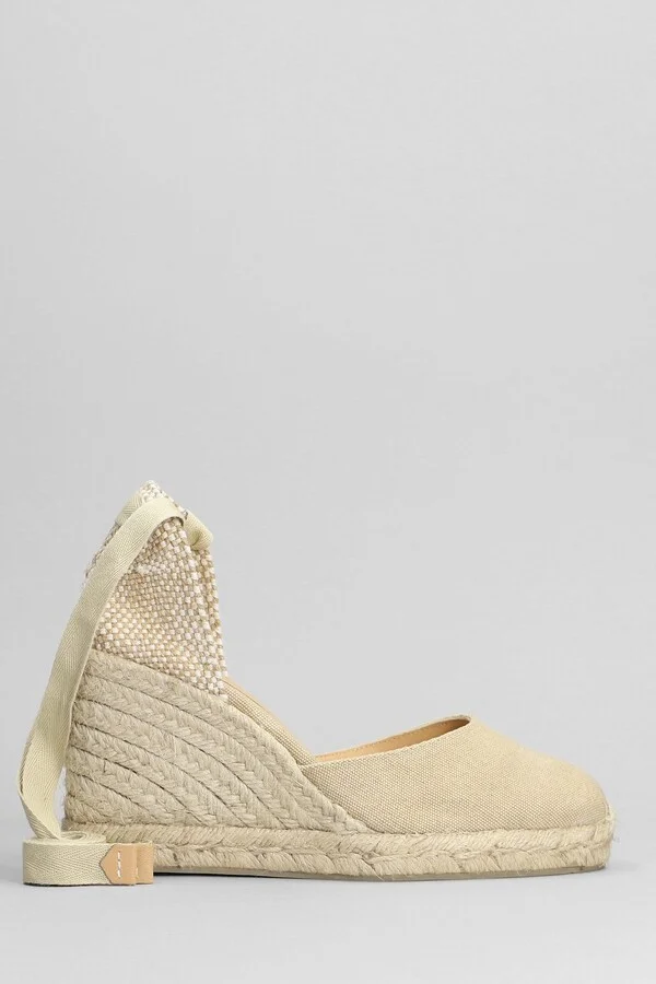 Carina-8-002 Wedges In Beige Canvas