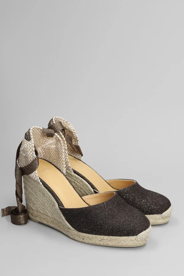 Carina-8-032 Wedges In Brown Canvas - Image 2