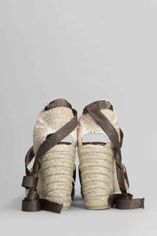 Carina-8-032 Wedges In Brown Canvas - Image 4