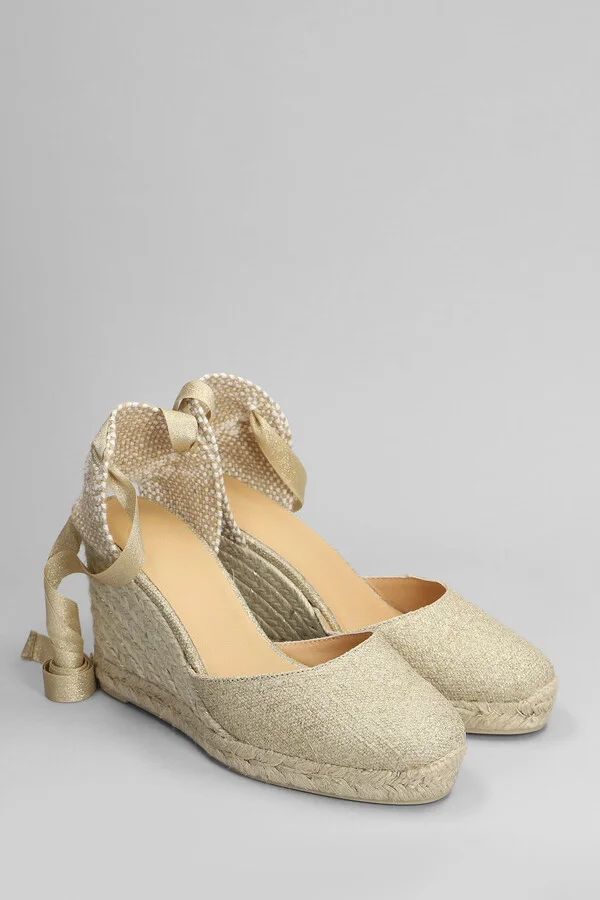 Carina-8-032 Wedges In Gold Canvas - Image 2