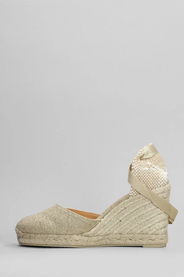 Carina-8-032 Wedges In Gold Canvas - Image 3