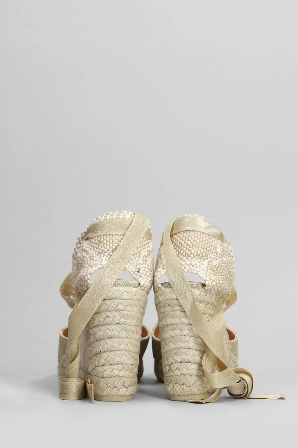 Carina-8-032 Wedges In Gold Canvas - Image 4