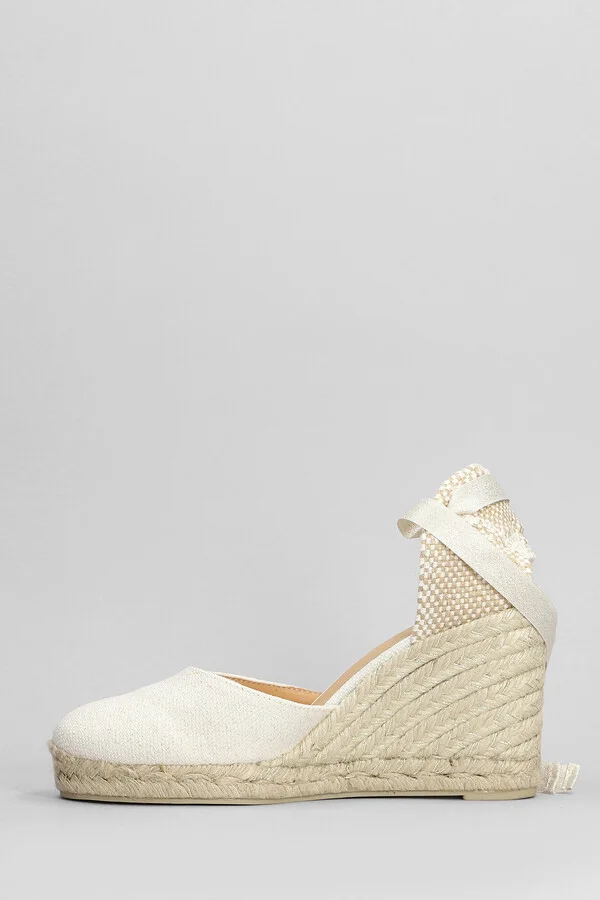 Carina-8-032 Wedges In White Canvas - Image 3