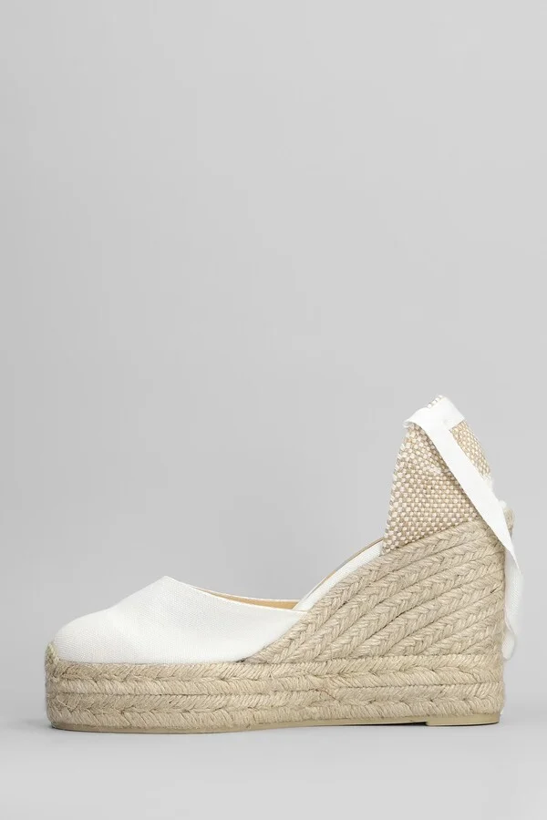 Carina-8ed-001 Wedges In White Canvas - Image 3