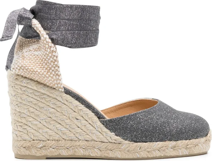 Carina 90mm glitter wedge espadrilles