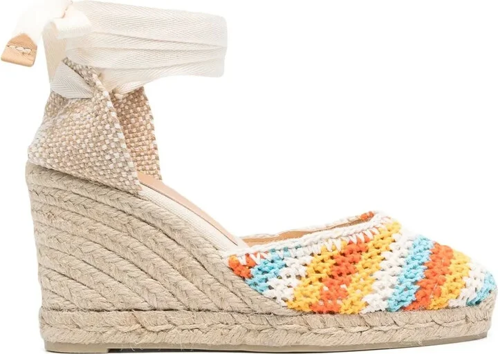 Carina 95mm crochet wedge sandals