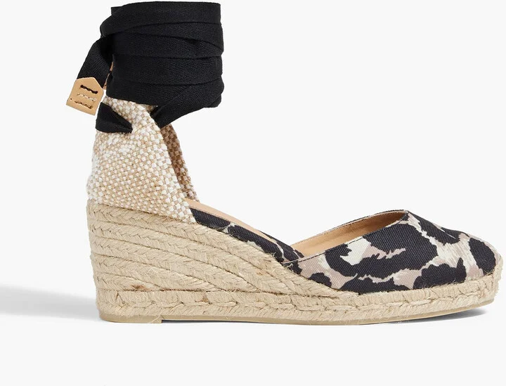 Carina leopard-print canvas wedge espadrilles