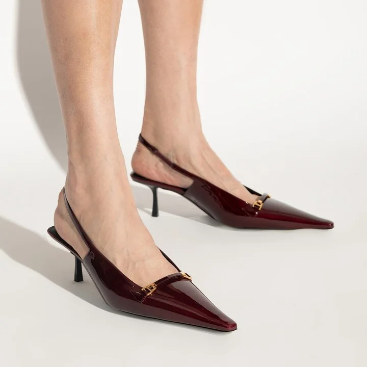 'carine' Leather Slingback Pumps - Image 4