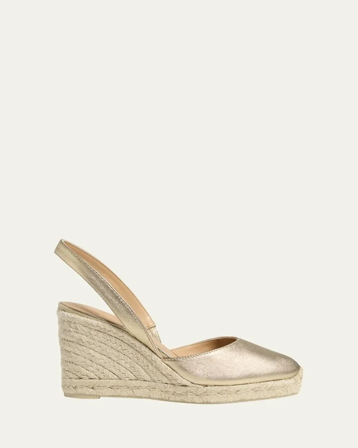 Carissa Metallic Leather Wedge Espadrilles