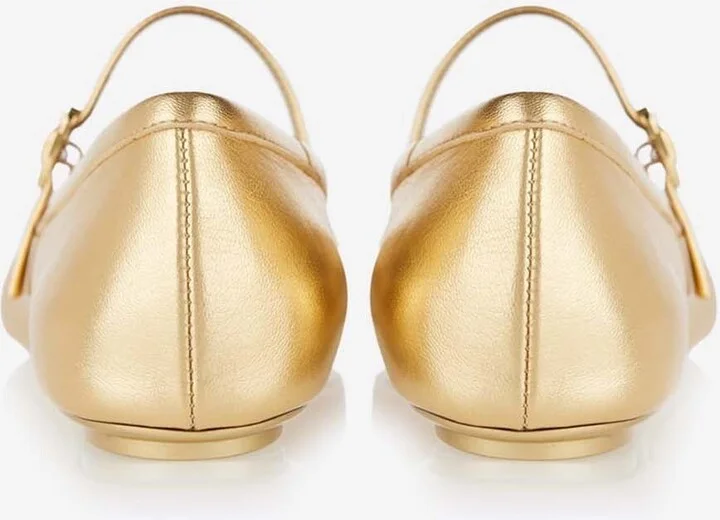 Carla Ballet Flats in Metallic Leather - Image 2