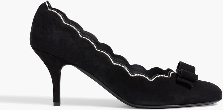Carla crystal-embellished suede pumps
