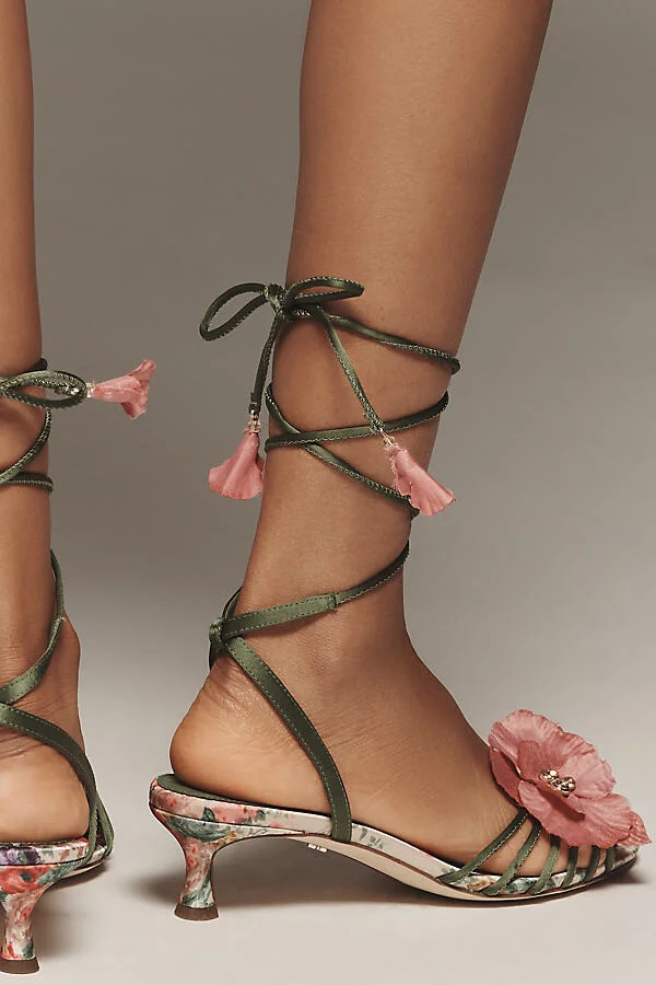 Carla Flower Strappy Kitten Heels - Image 4