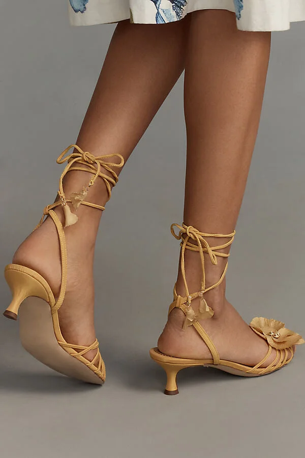 Carla Flower Strappy Kitten Heels - Image 3