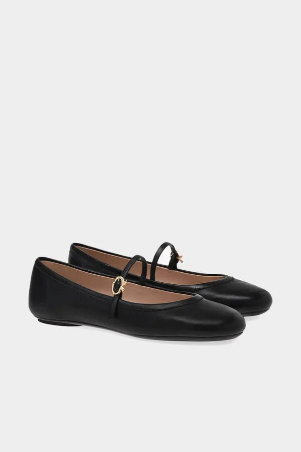 Carla Leather Ballerina Flats in Black - Image 2