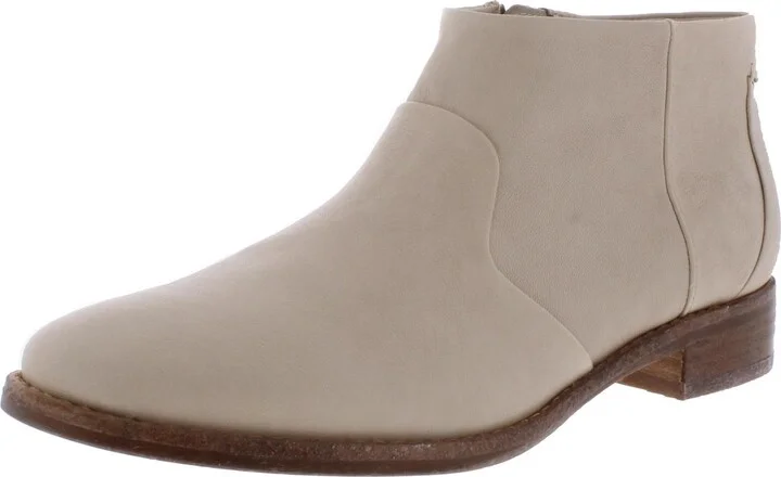 Carla Womens Leather Block Heel Booties
