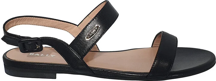 Carlas 6234087 Women's Black Lamb Leather Flat Sandals