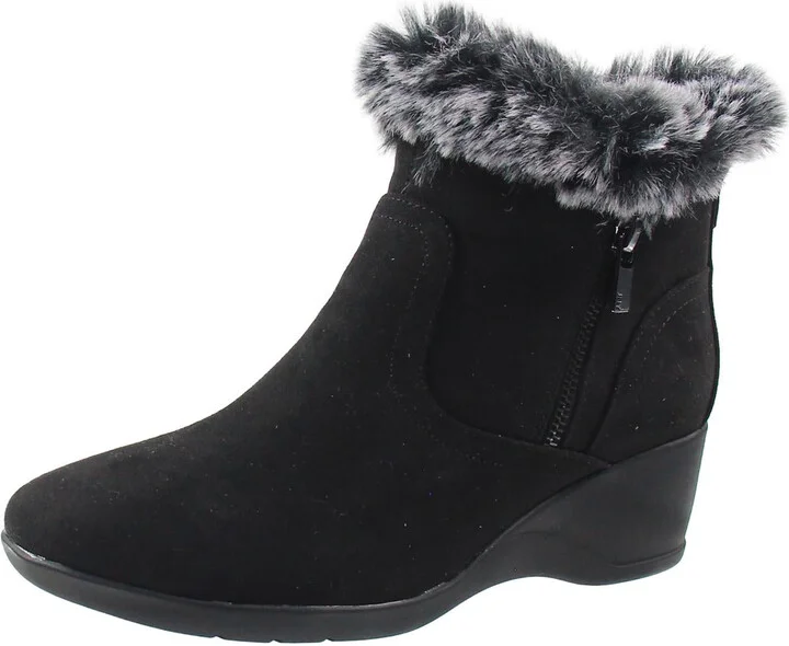 Carleen Womens Faux Fur Man Made Wedge Boots