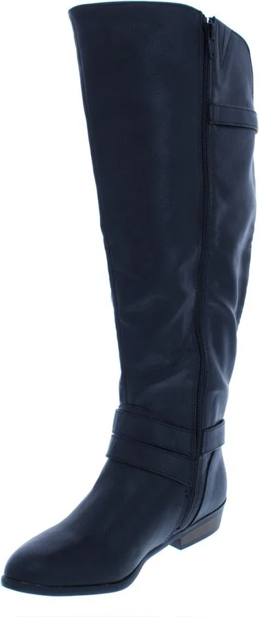 Carleigh Womens Wide Calf Faux Leather Riding Boots