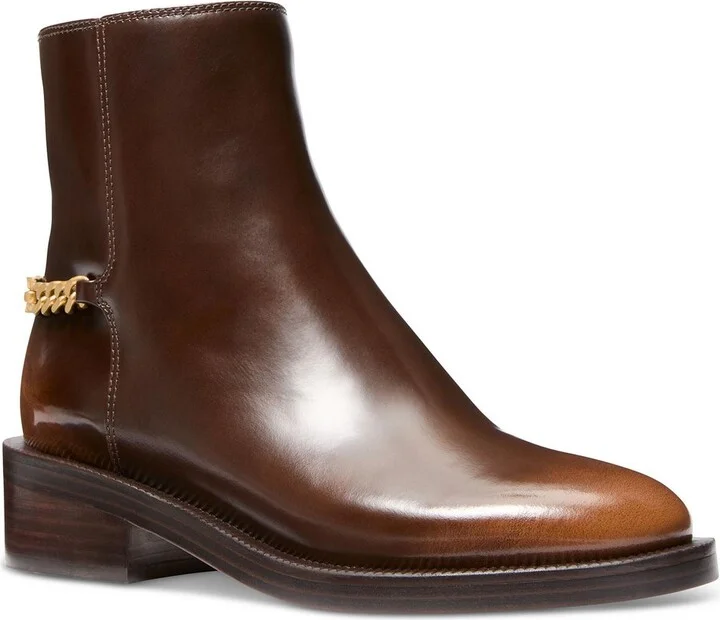 Carlisle Flat Bootie Womens Chain Leather Ankle Boots
