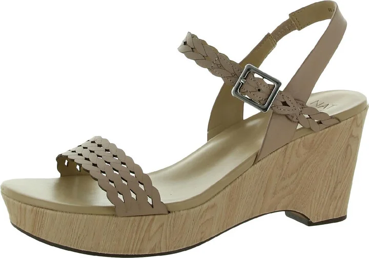 Carlita Womens Leather Ankle Strap Wedge Sandals