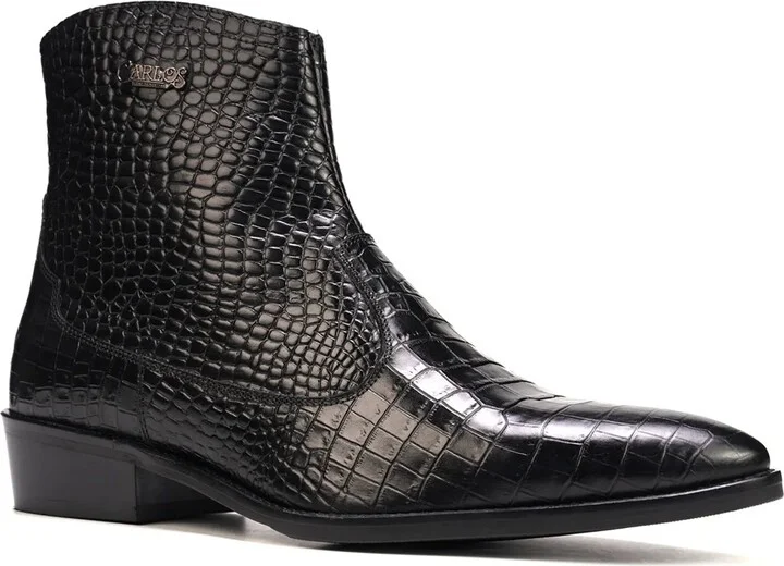 Black Croc Print Leather