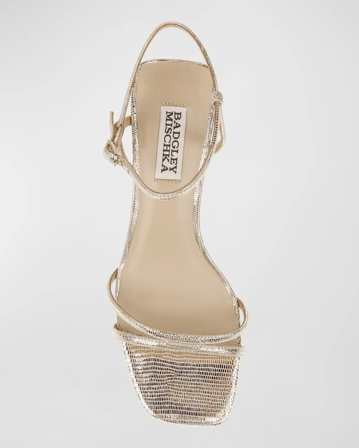 Carlota Metallic Embossed Ankle-Strap Sandals - Image 2