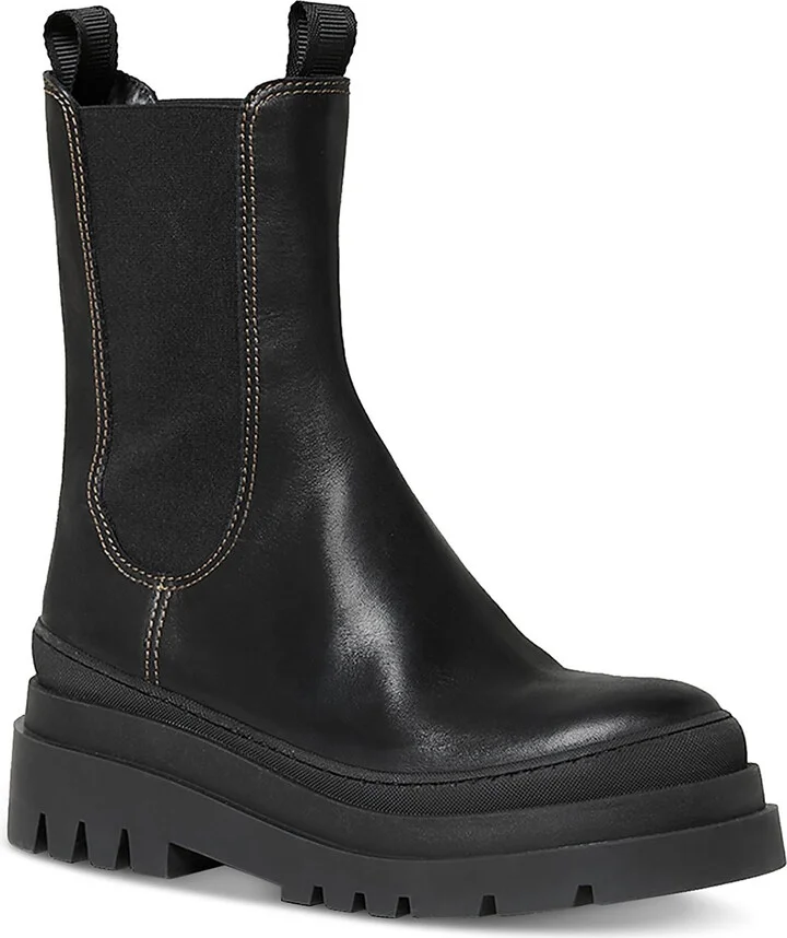 Carlota Womens Leather Lugged Mid-Calf Boots