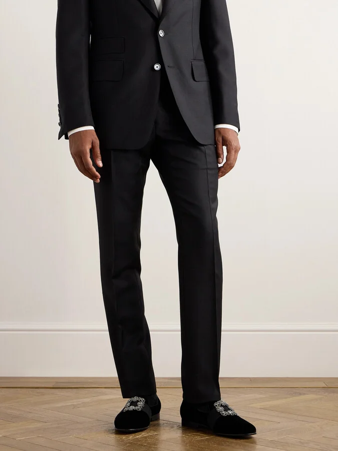 Carlton Crystal-Embellished Grosgrain-Trimmed Velvet Loafers - Image 2