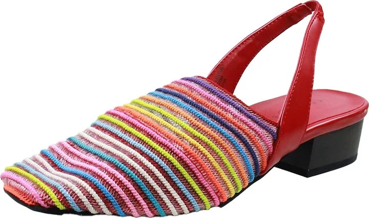 Carlton Womens Crochet Stacked Heel Slingback Sandals