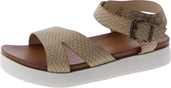 Carmel Womens Faux Leather Open Toe Ankle Strap