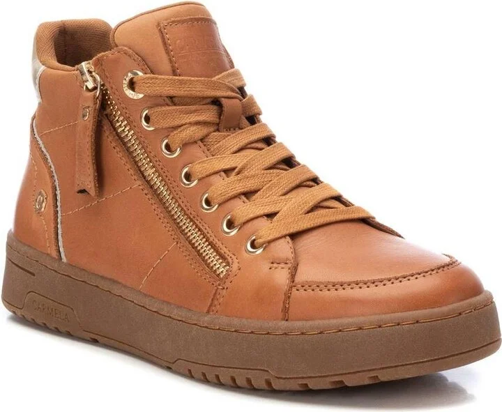 Carmela Collection Women's Leather High Top Sneakers By Xti - Image 3