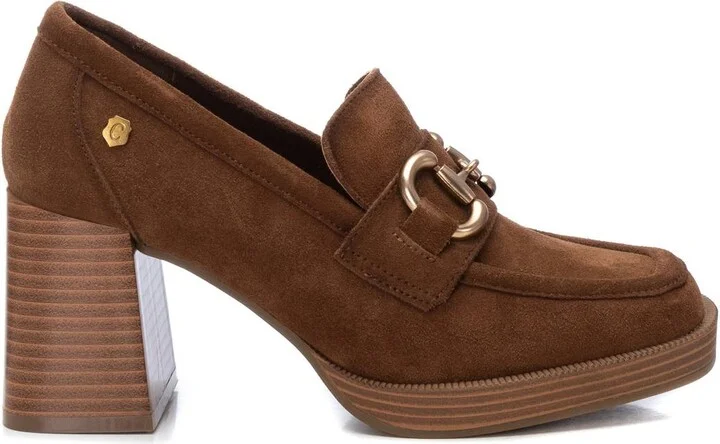 Carmela Collection, Women's Suede Heeled Loafers By XTI
