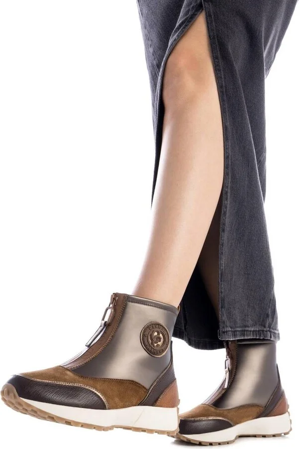 Carmela Leather Collection Women's Sneaker Booties By Xti - Image 5