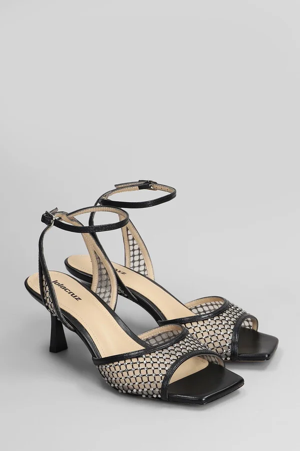 Carmen 65 Sandals In Black Leather And Fabric - Image 2