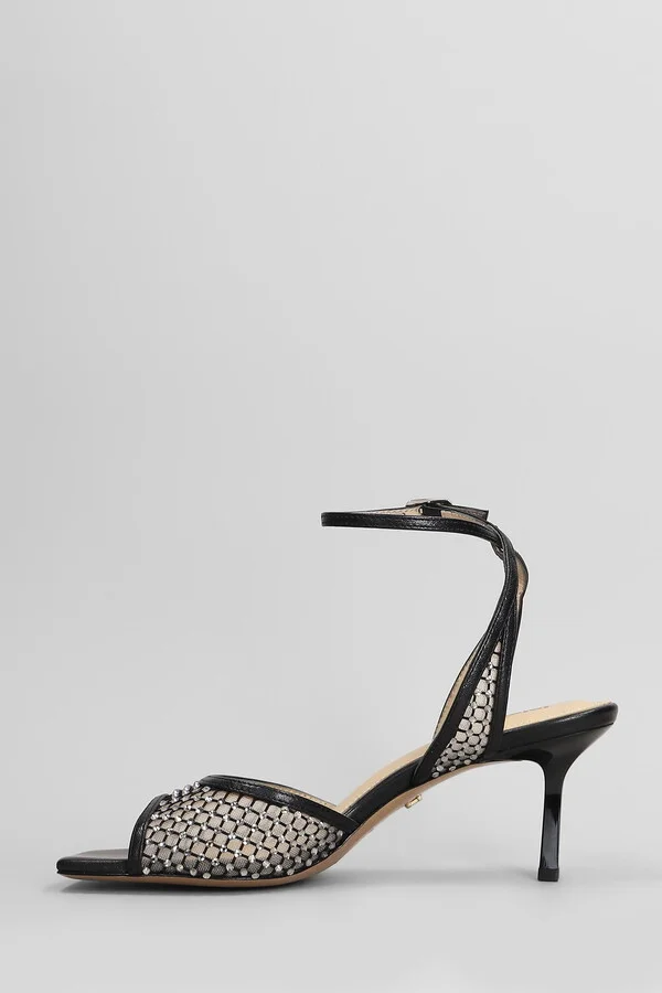 Carmen 65 Sandals In Black Leather And Fabric - Image 3
