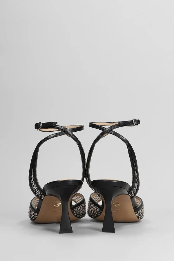 Carmen 65 Sandals In Black Leather And Fabric - Image 4