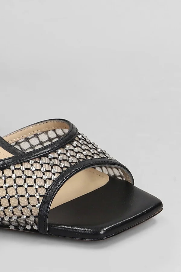 Carmen 65 Sandals In Black Leather And Fabric - Image 5