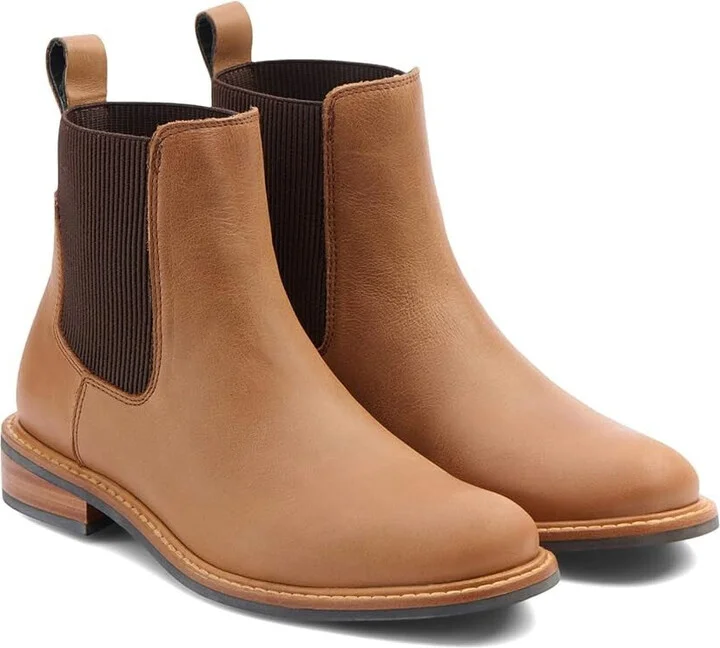 Carmen Chelsea Boots Womens US 8.5 Almond Leather Round Toe Ankle KHD1959