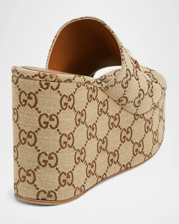 Carmen GG Canvas Platform Wedge Sandals - Image 4