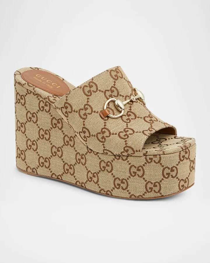 Carmen GG Canvas Platform Wedge Sandals - Image 7