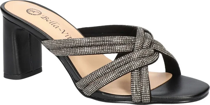 Carmen Womens Faux Leather Rhinestone Heels