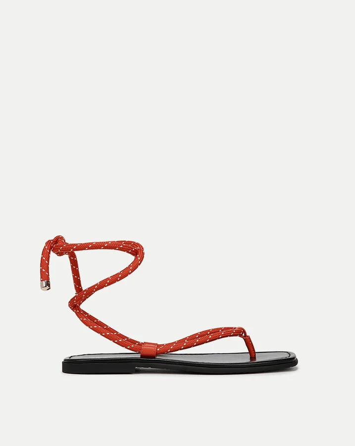 Carmina Cord Wrap Sandal Persimmon Coconut