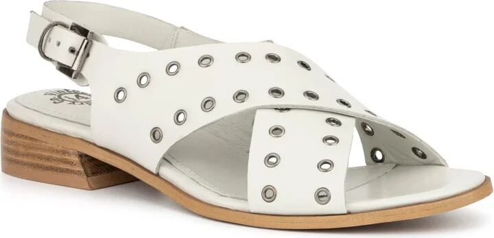 Carmine Leather Grommet Sandal