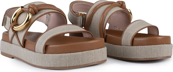 Carmy Sandals In Leather And Fabric - Image 4