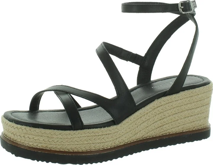Carolie Womens Leather Strappy Wedge Sandals
