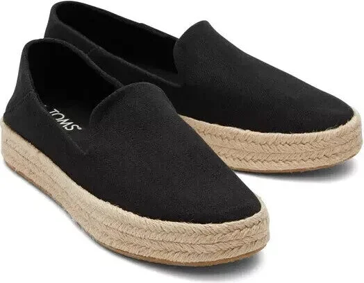Carolina 10020990 Espadrille Womens 8.5 Black Slip On Comfort Shoes KHD2717