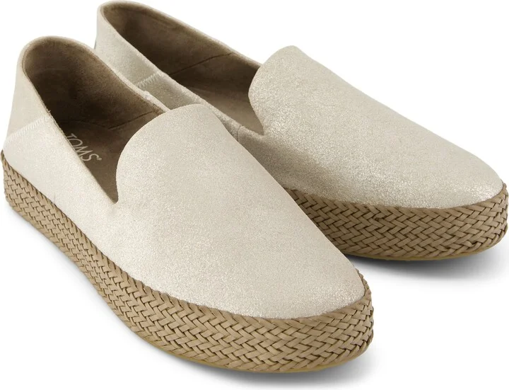 Carolina Champagne Metallic Suede Espadrille Slip On - Image 4