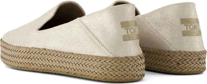 Carolina Champagne Metallic Suede Espadrille Slip On - Image 5