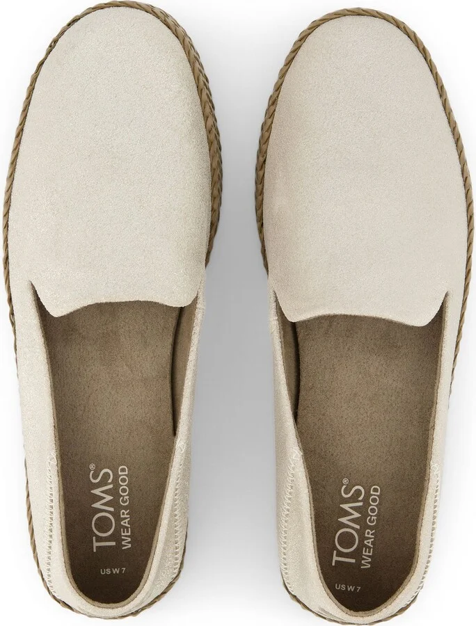 Carolina Champagne Metallic Suede Espadrille Slip On - Image 6